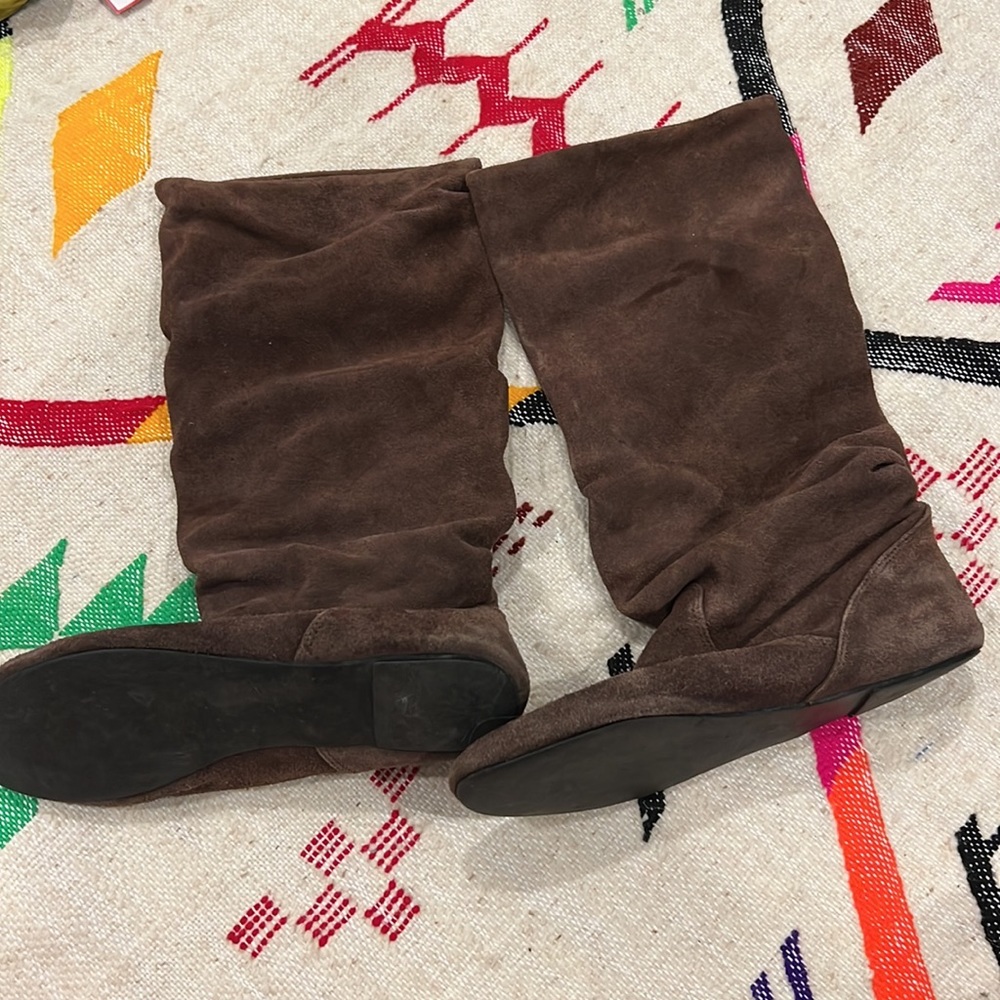 Brown leather slouch boots